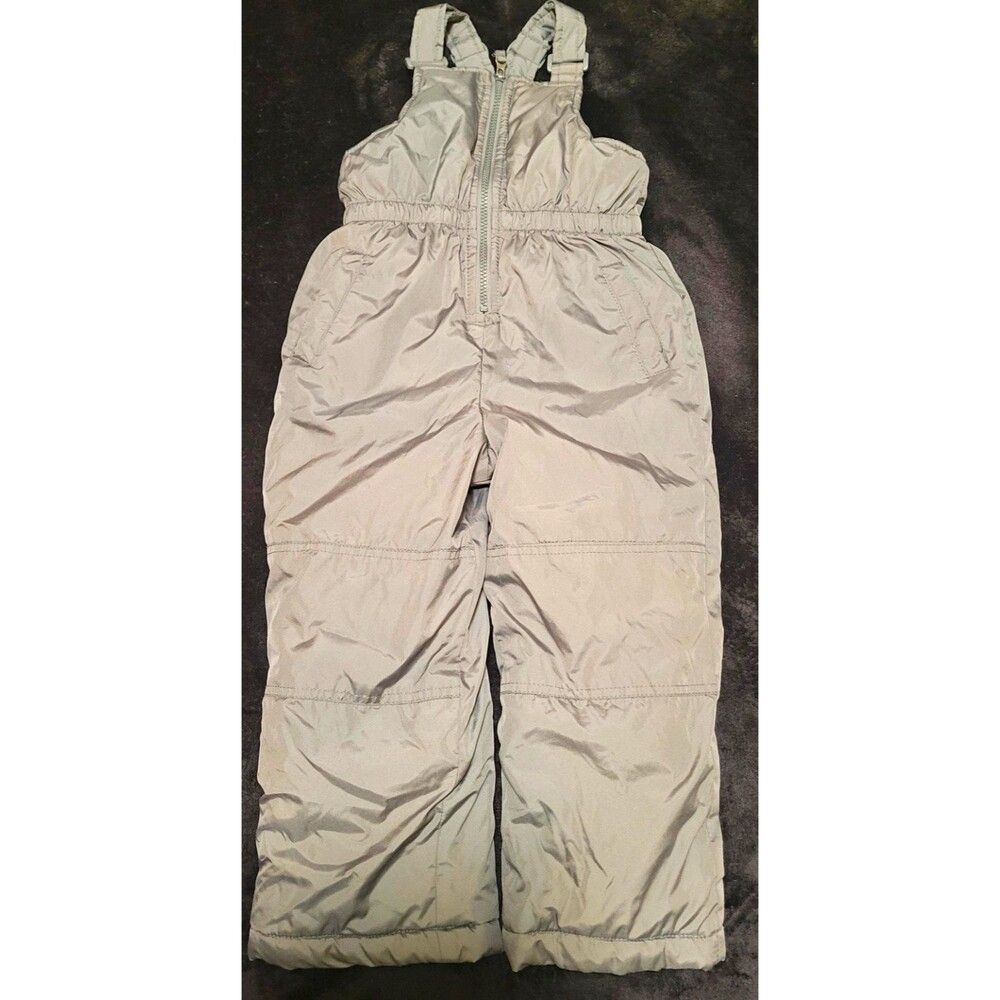 iXtreme Unisex Kids Gray Solid Insulated Snow Bib Pants Polyester Zip Size 4